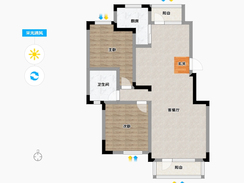 吉林省-长春市-保利林语-85.07-户型库-采光通风