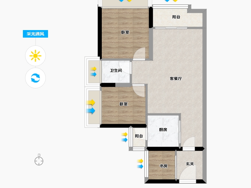 广东省-广州市-珠江花城-60.08-户型库-采光通风