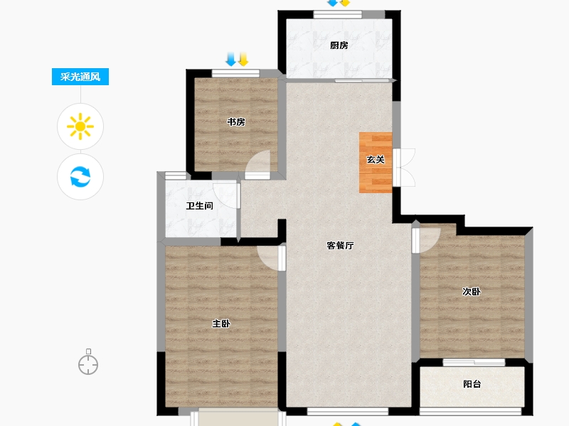 山东省-泰安市-福源翡翠嘉苑-92.01-户型库-采光通风