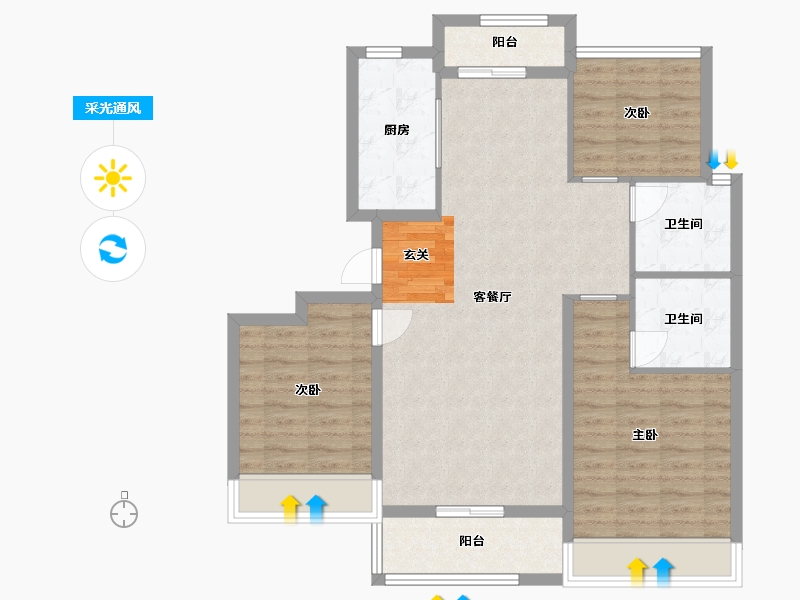 河南省-信阳市-中浙·春风十里-92.33-户型库-采光通风