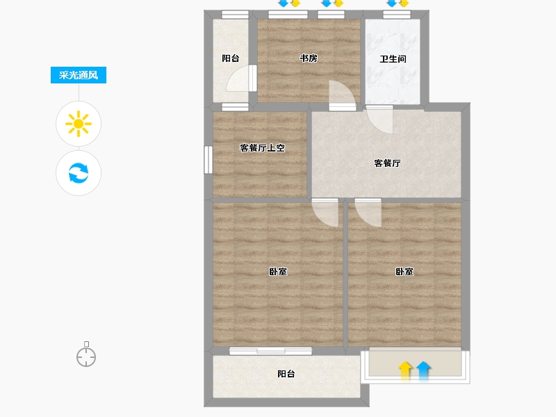 湖北省-武汉市-巴黎春天澜墅-62.10-户型库-采光通风