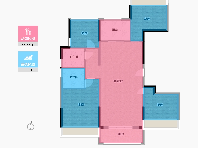 河南省-信阳市-中浙·春风十里-90.75-户型库-动静分区