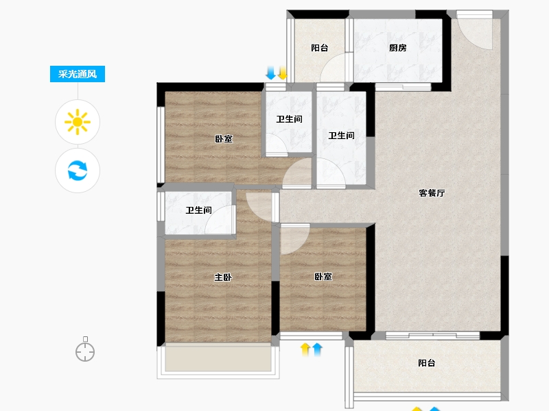 广东省-肇庆市-嘉湖金沙湾-87.90-户型库-采光通风