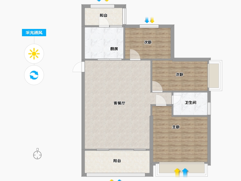 山东省-泰安市-泰安恒大林溪郡-91.20-户型库-采光通风