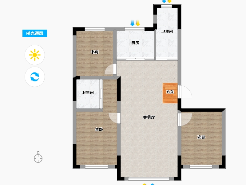 吉林省-长春市-嘉惠七号院-90.90-户型库-采光通风