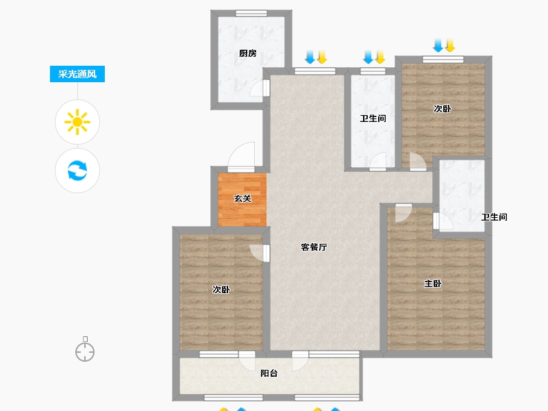 山东省-泰安市-城开·玉园-112.00-户型库-采光通风