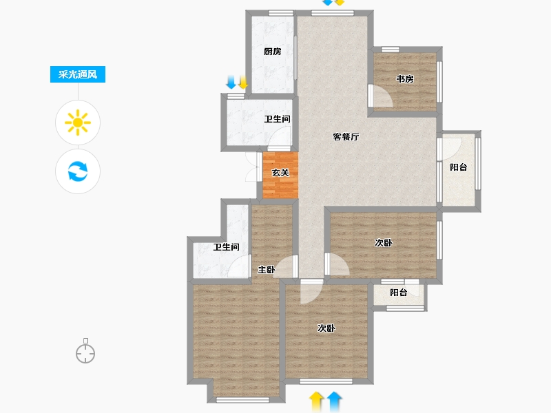 山东省-泰安市-城开·玉园-130.00-户型库-采光通风