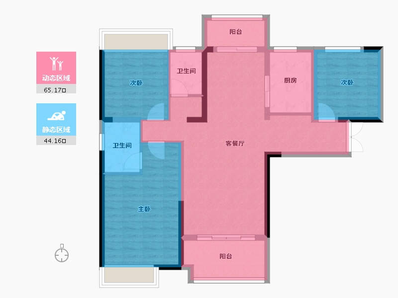 湖南省-湘潭市-长房·万楼公馆-97.83-户型库-动静分区