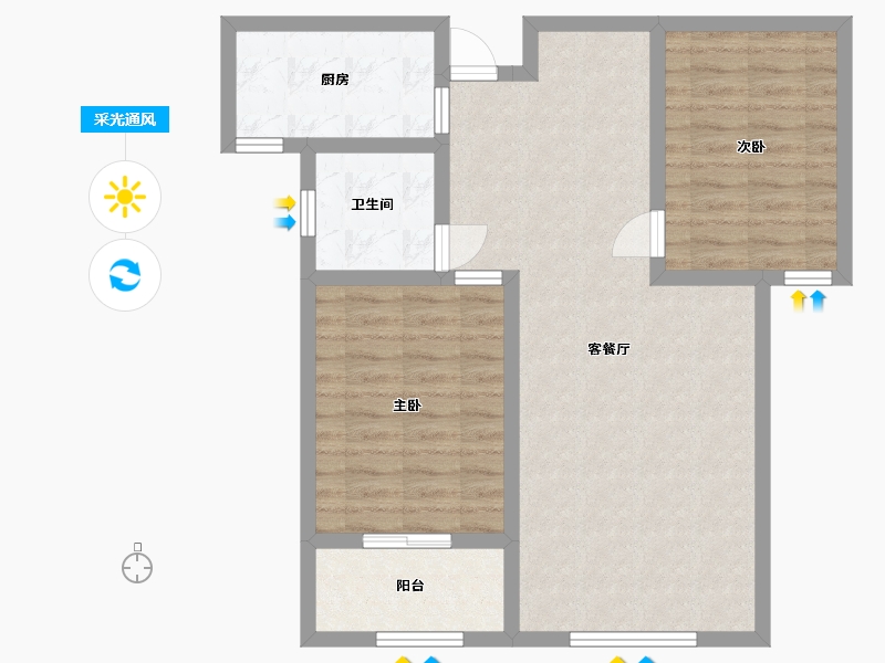 山东省-泰安市-盛华天竹佳苑-76.81-户型库-采光通风