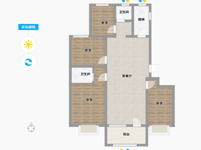 山东省-济宁市-龙城水景苑二期-103.00-户型库-采光通风