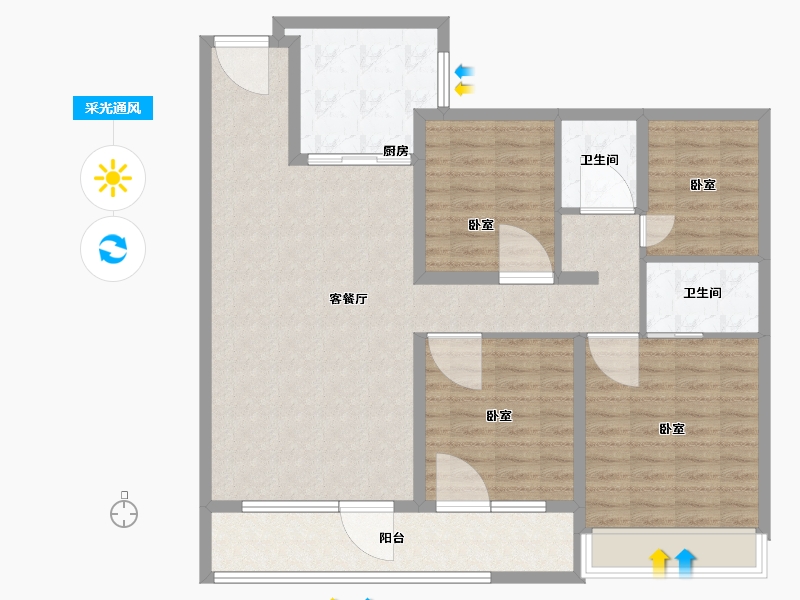 山东省-潍坊市-旭辉银盛泰博观天成-114.00-户型库-采光通风