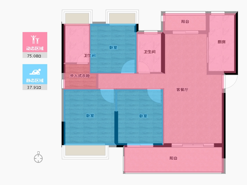 湖南省-怀化市-华远·万江府-102.99-户型库-动静分区