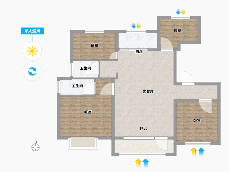 山东省-济宁市-龙城水景苑二期-106.00-户型库-采光通风