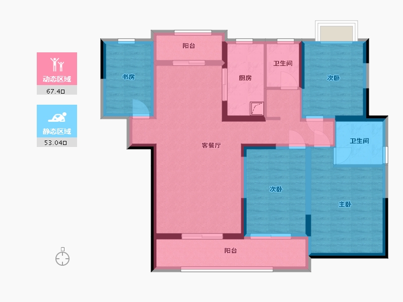 湖南省-长沙市-恒生碧水龙庭-106.45-户型库-动静分区