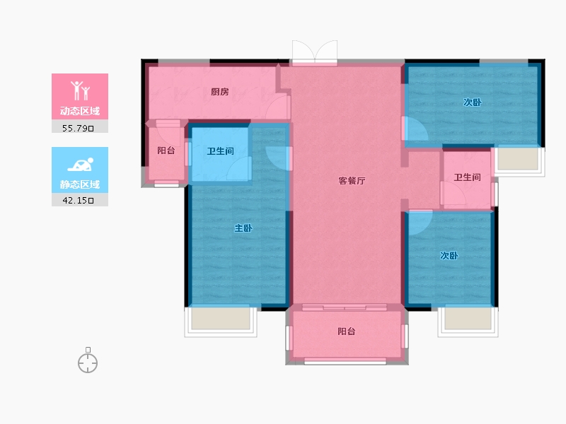 湖南省-湘潭市-长房·万楼公馆-87.17-户型库-动静分区