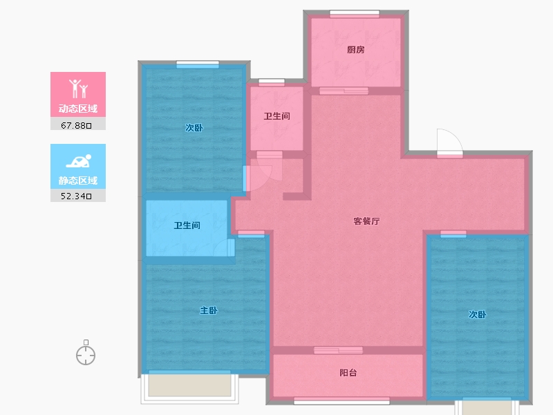 山东省-泰安市-世纪康城-106.90-户型库-动静分区