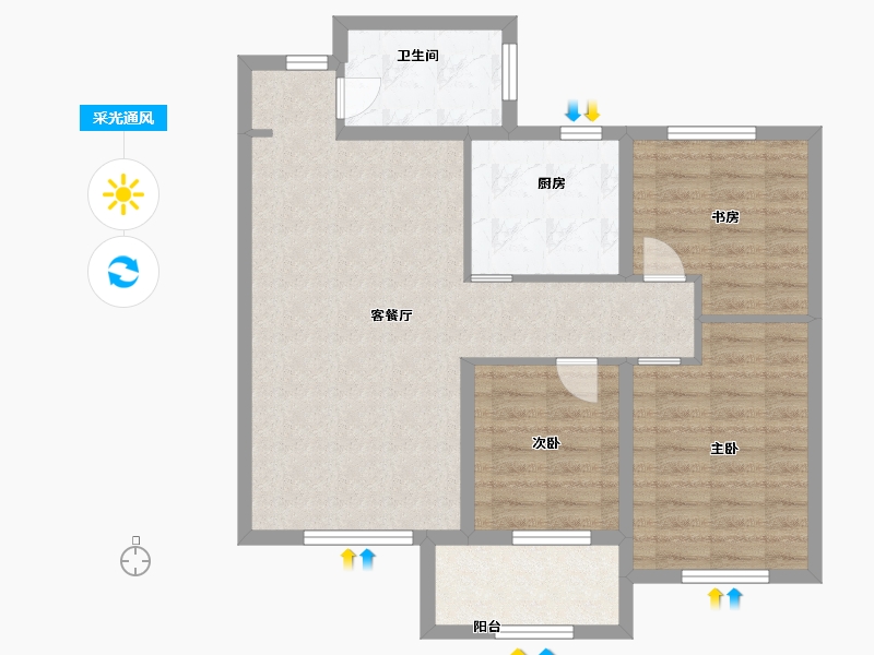 山东省-泰安市-安居金域缇香-80.00-户型库-采光通风