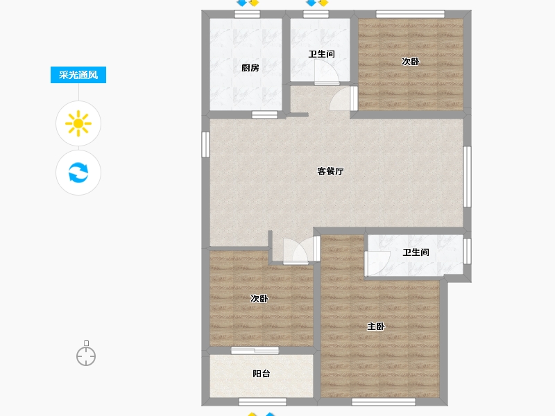 山东省-泰安市-安居金域缇香-94.40-户型库-采光通风