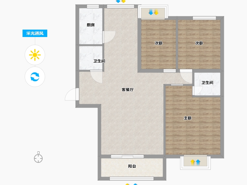 山东省-泰安市-世纪康城-100.80-户型库-采光通风