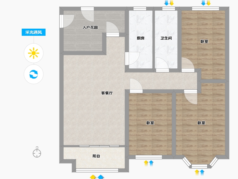 山东省-潍坊市-紫金园天骄御园-91.00-户型库-采光通风