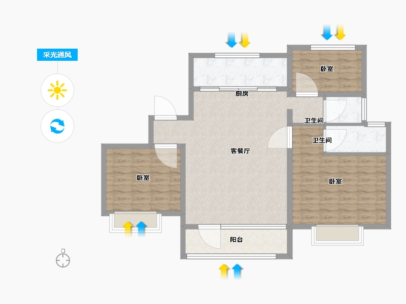 山东省-济宁市-龙城水景苑二期-101.00-户型库-采光通风