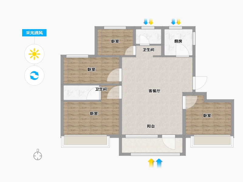 山东省-济宁市-龙城水景苑二期-103.00-户型库-采光通风