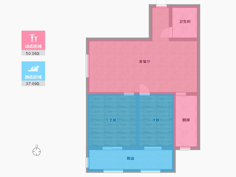 山东省-泰安市-盛华天竹佳苑-77.60-户型库-动静分区