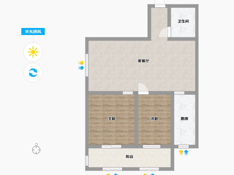 山东省-泰安市-盛华天竹佳苑-77.60-户型库-采光通风