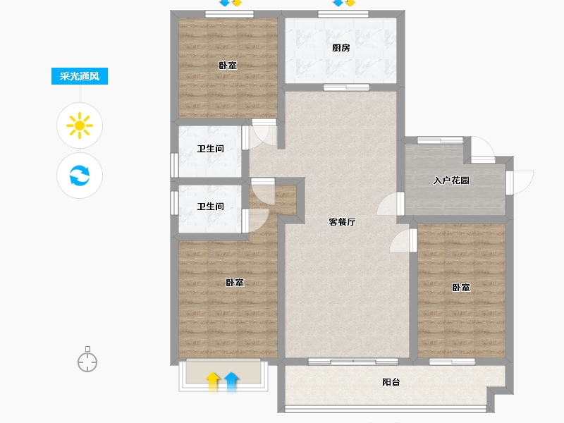 山东省-潍坊市-天骄一品-107.23-户型库-采光通风