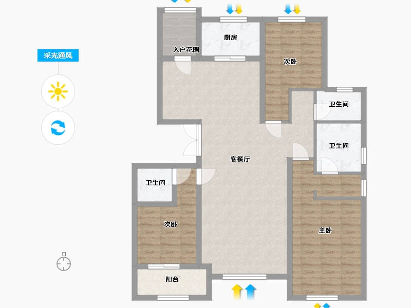 山东省-泰安市-新兴御蓝山-109.69-户型库-采光通风