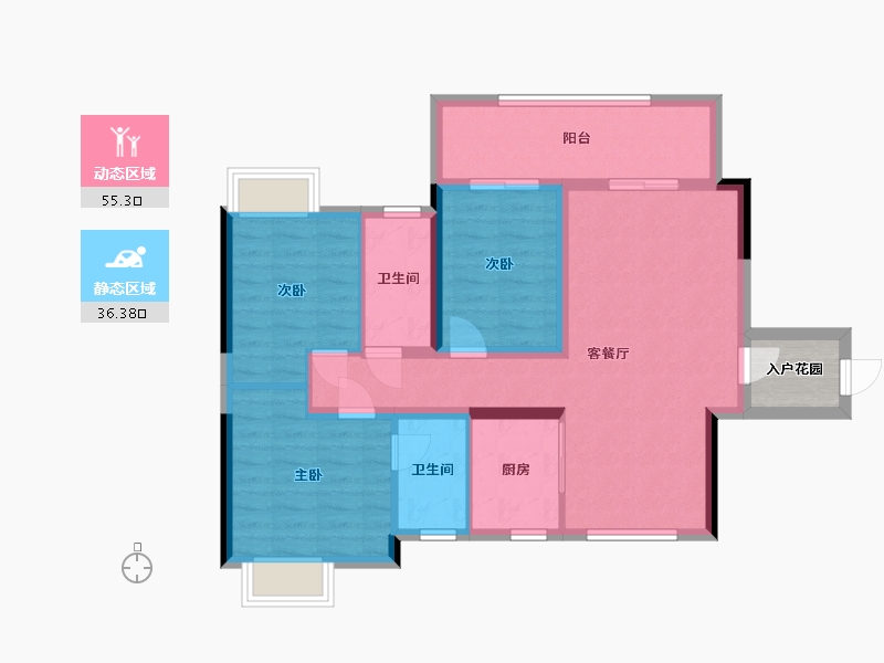 广西壮族自治区-梧州市-彰泰城-84.68-户型库-动静分区