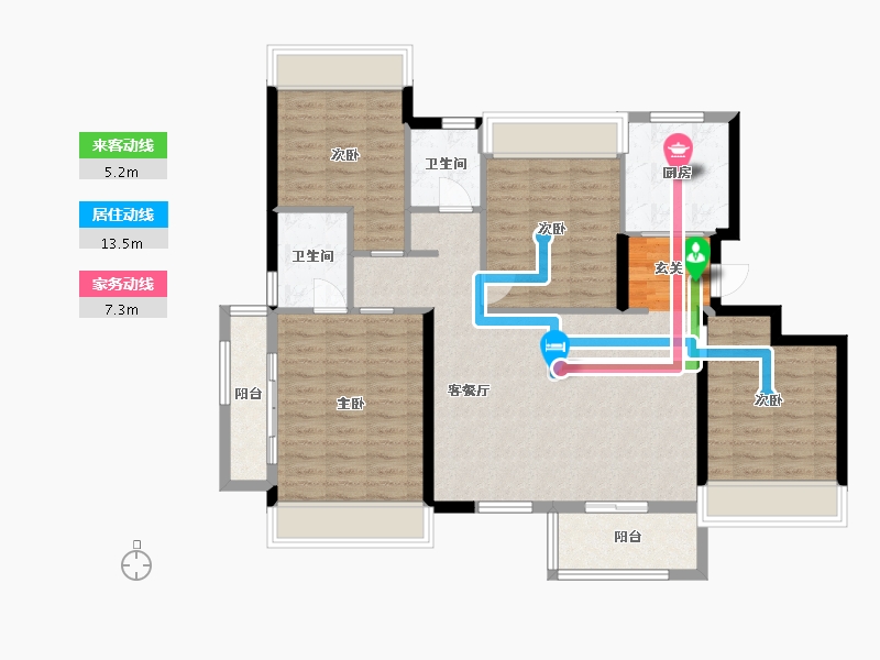 河南省-信阳市-中浙·春风十里-107.40-户型库-动静线