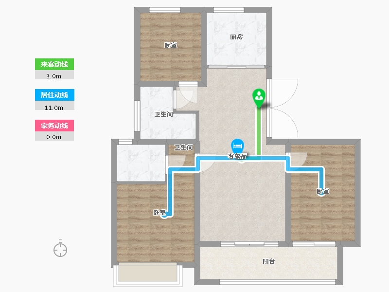 山东省-潍坊市-中梁新嘉拾光悦-88.63-户型库-动静线