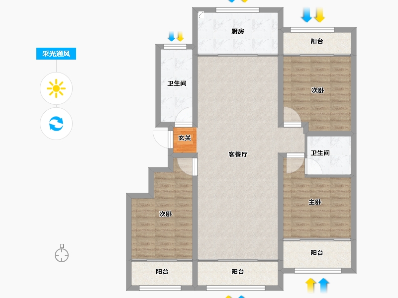 山东省-泰安市-肥城紫荆城-118.00-户型库-采光通风