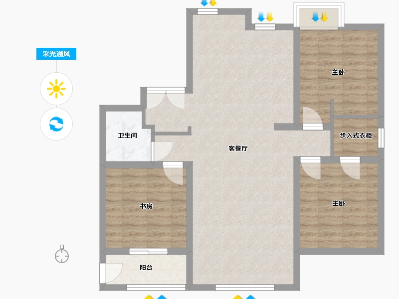 山东省-烟台市-海天雅筑-88.55-户型库-采光通风