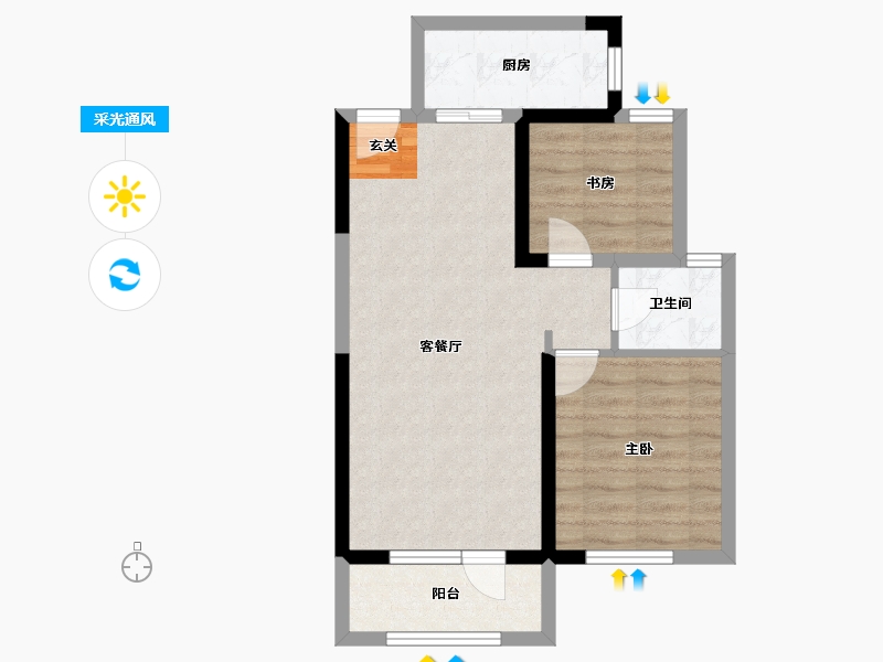 吉林省-长春市-新城吾悦广场-59.25-户型库-采光通风