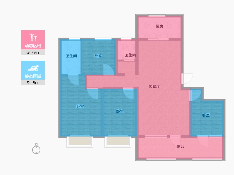 山东省-济宁市-龙城水景苑二期-110.01-户型库-动静分区