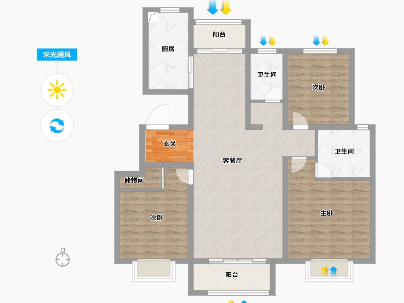 山东省-泰安市-将军望岳名郡-104.00-户型库-采光通风