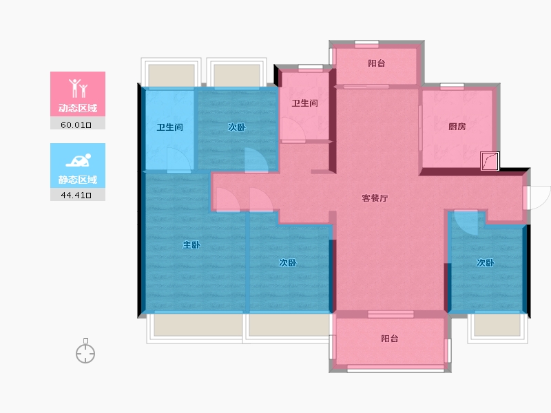 广东省-江门市-美的海棠公馆-92.73-户型库-动静分区