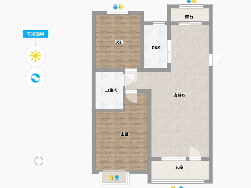 山东省-泰安市-嘉和新城-76.80-户型库-采光通风