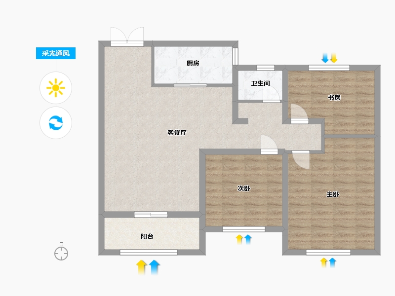 山东省-泰安市-世纪康城-86.40-户型库-采光通风