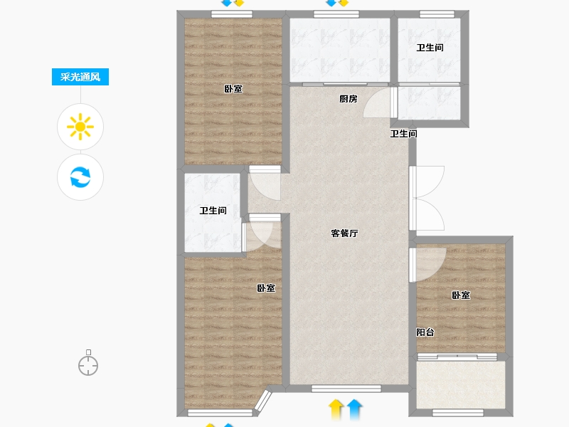 山东省-潍坊市-紫金园天骄御园-108.00-户型库-采光通风