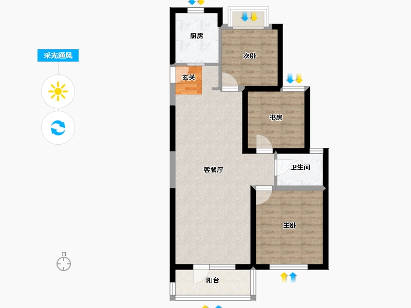 吉林省-长春市-新城吾悦广场-74.90-户型库-采光通风