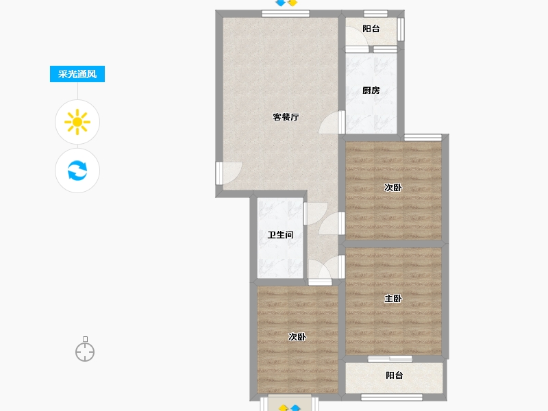 山西省-太原市-靖烨・天朗美域-75.12-户型库-采光通风