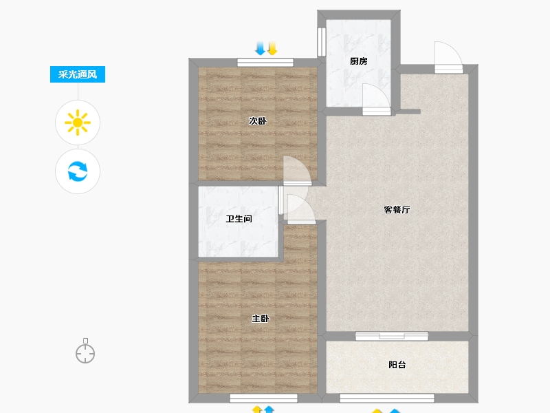 山东省-泰安市-安居金域缇香-67.20-户型库-采光通风