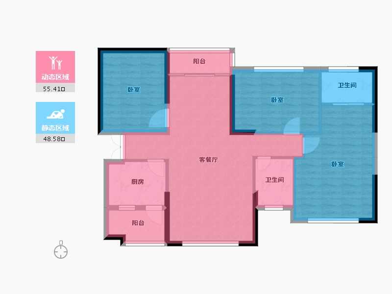 湖南省-长沙市-天元国际公寓-93.61-户型库-动静分区