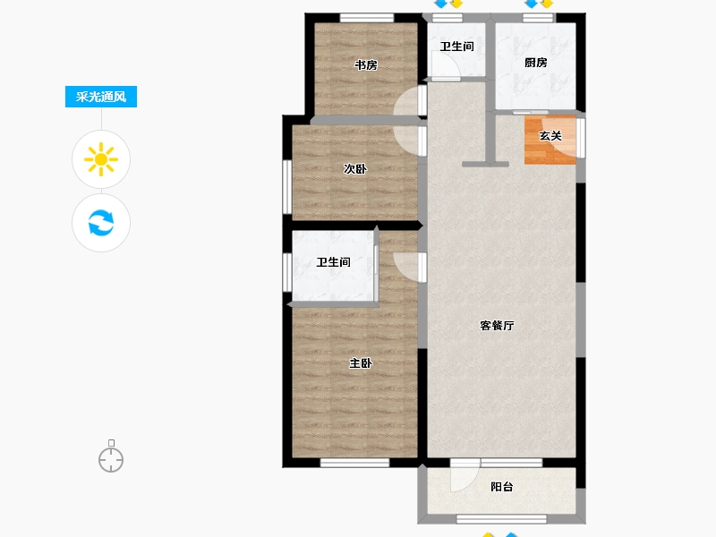 吉林省-长春市-新城吾悦广场-85.95-户型库-采光通风