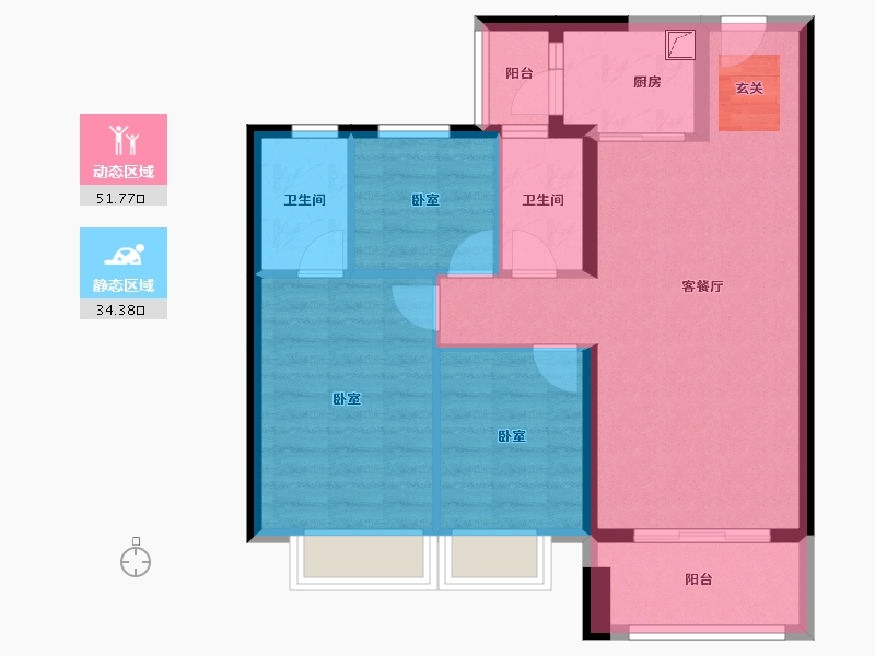 广东省-惠州市-当代MOMΛ上品湾-76.60-户型库-动静分区