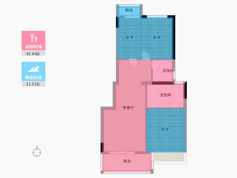 浙江省-嘉兴市-鸿翔·银杏里-67.00-户型库-动静分区