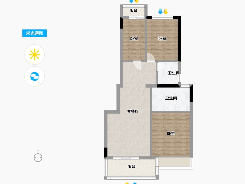 浙江省-嘉兴市-鸿翔·银杏里-67.00-户型库-采光通风